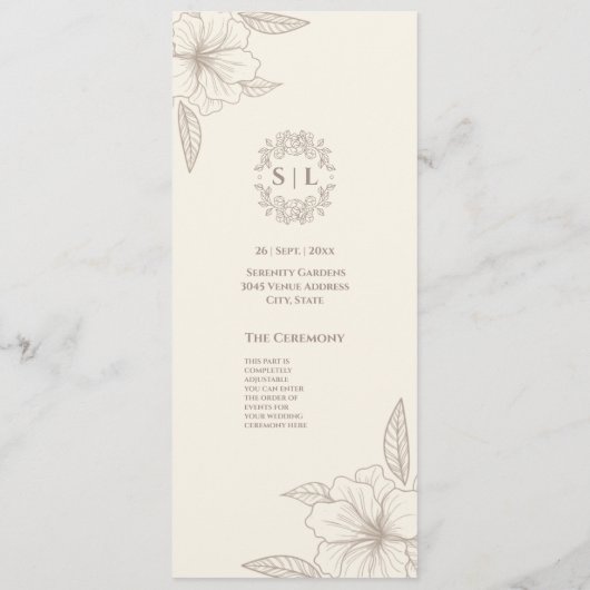 白エレガントフローラのミニマ結婚リスト プログラム (裏面)