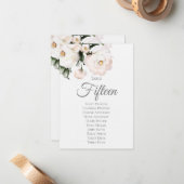 白エレガントフローラの結婚テーブル割り当てカード ノートカード (正面/裏面インサイチュ)