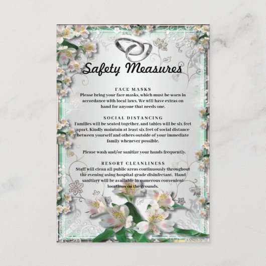 白エレガントフローラの結婚安全対策 エンクロージャーカード (正面)