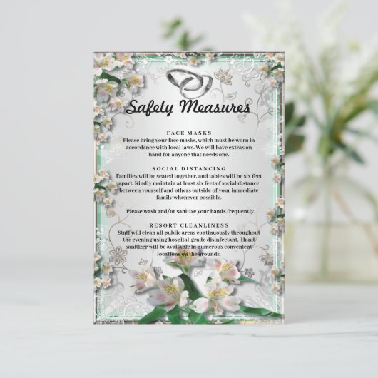 白エレガントフローラの結婚安全対策 エンクロージャーカード (スタンド正面)