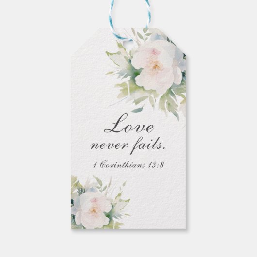 白エレガントフローラはバイブル結婚の聖句 ギフトタグ (裏面)