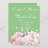 白エレガントフローラアジサイブライダルシャワー 招待状 (正面/裏面)