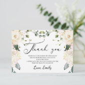 白エレガントフローラアジサイ金ゴールドブライダルシャワー サンキューカード (スタンド正面)