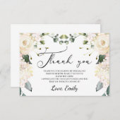 白エレガントフローラアジサイ金ゴールドブライダルシャワー サンキューカード (正面/裏面)