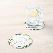 白エレガントフローラウェディングレセプション私は踊り ラウンドペーパーコースター (インサイチュ)