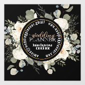 白エレガントフローラオンブラックウェディングプランナー ウィンドウサイン (シート)