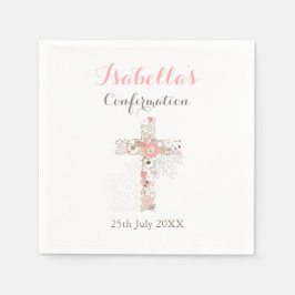 白エレガントフローラクロスネーム女の子確認 スタンダードカクテルナプキン