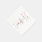 白エレガントフローラクロスネーム女の子確認 スタンダードカクテルナプキン (角)