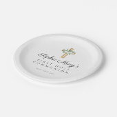 白エレガントフローラクロス第1聖餐式 ペーパープレート (アングル)