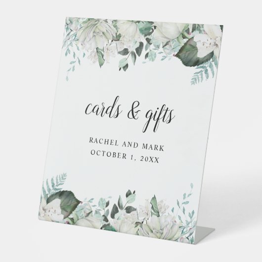 白エレガントフローラグ結婚レリー 台座サイン (正面)