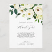 白エレガントフローラサンキュー披露宴カード ポストカード (正面)