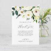白エレガントフローラサンキュー披露宴フラットカード (スタンド正面)