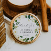 白エレガントフローラサンキュー結婚式の引き出物 ラウンドシール