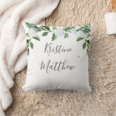 白エレガントフローラセージの緑の名結婚前 クッション (ブランケット)