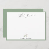 白エレガントフローラセージ緑ありがとう ノートカード (正面/裏面)