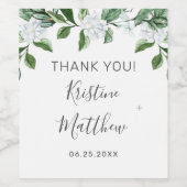 白エレガントフローラセージ緑のリース結婚 ワインラベル (シングルラベル)