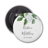 白エレガントフローラセージ緑のリース結婚 栓抜き (正面)