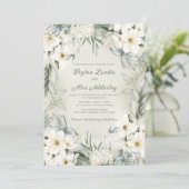 白エレガントフローラセージ緑葉の結婚 招待状 (スタンド正面)
