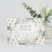 白エレガントフローラセージ葉グリー結婚ズRSV 出欠カード (スタンド正面)