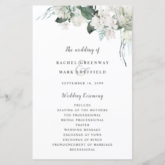 白エレガントフローラダスティブルーセージ結婚グリーン (正面)