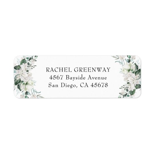 白エレガントフローラダスティブルーセージ結婚グリーン ラベル (正面)