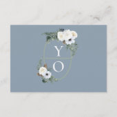 白エレガントフローラダスティブルーRSVP エンクロージャーカード (裏面)