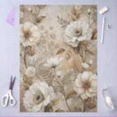 白エレガントフローラデカグランジップページティッシュペーパー 薄葉紙 (クラフト)