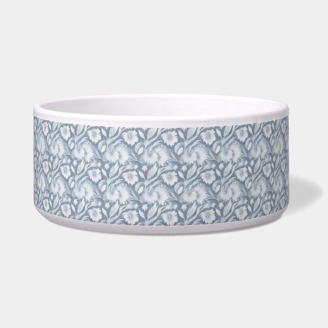 白エレガントフローラデザイン付きドッググレードッグボウル ボウル (正面)