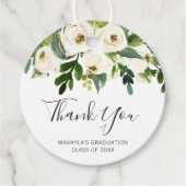 白エレガントフローラバラ卒業ありがとう フェイバータグ (正面)