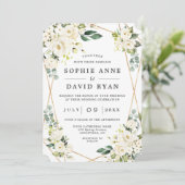 白エレガントフローラバラ金ゴールド全結婚体 招待状 (スタンド正面)