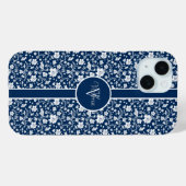 白エレガントフローラパーソナライズされたiPhoneケース Case-Mate iPhoneケース (裏面 (横))