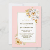 白エレガントフローラピ結婚ンク 招待状 (正面)