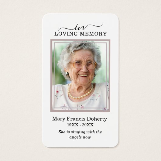 白エレガントフローラフォト祈りの言葉カード (正面)