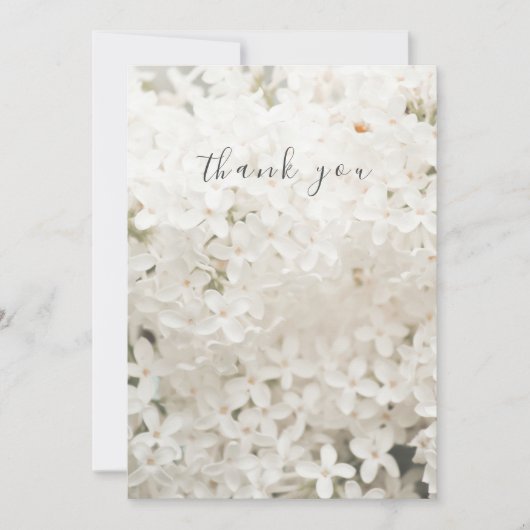 白エレガントフローラフラットサンキューカード サンキューカード (正面)