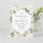 白エレガントフローラフレ結婚ーム 招待状 (スタンド正面)