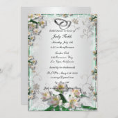 白エレガントフローラブライダルシャワー招待 招待状 (正面/裏面)