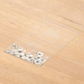 白エレガントフローラブライダルシャワー アクリル招待状 (レイダウン)