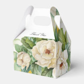 白エレガントフローラマグノリア結婚の名前スクリプト フェイバーボックス (裏面サイド)