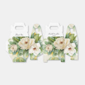 白エレガントフローラマグノリア結婚の名前スクリプト フェイバーボックス (折り畳みなし)