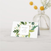 白エレガントフローラミールのオプション折り結婚曲げ プレイスカード (裏面)