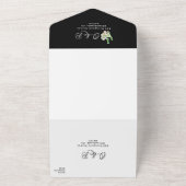 白エレガントフローラモノグモダンラム結婚ブラック オールインワン招待状 (外側)