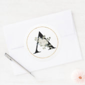 白エレガントフローラモノグラム文字A上 ラウンドシール (封筒)