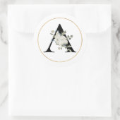 白エレガントフローラモノグラム文字A上 ラウンドシール (バッグ)