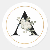 白エレガントフローラモノグラム文字A上