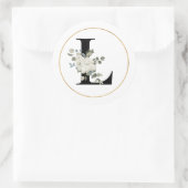 白エレガントフローラモノグラム文字Lオン白 ラウンドシール (バッグ)