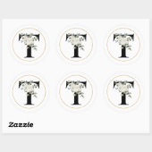 白エレガントフローラモノグラム文字Tオン白 ラウンドシール (シート)