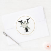 白エレガントフローラモノグラム文字Yオン白 ラウンドシール (封筒)