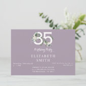 白エレガントフローララベンダー85誕生日II 招待状 (スタンド正面)
