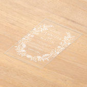 白エレガントフローラリースボヘミアン結婚ズ アクリル招待状 (レイダウン)