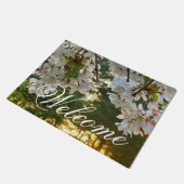 白エレガントフローラ写真日の出松松 ドアマット (アングル)